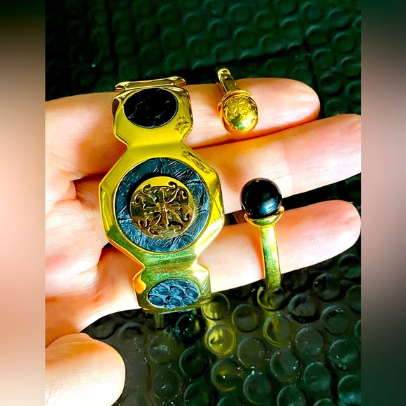 Rustic Cuff Gold & Black Bracelet Bundle - Picture 2 of 4